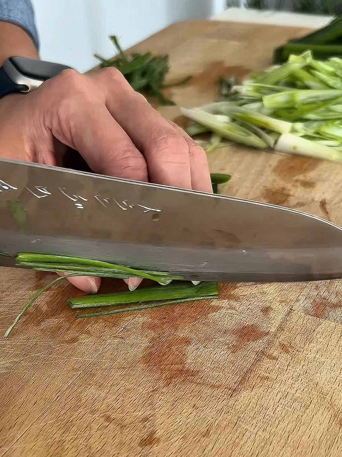 Julienned scallion greens.