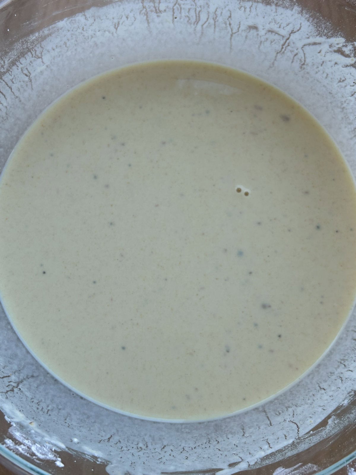 Shrimp fritter batter blooming.